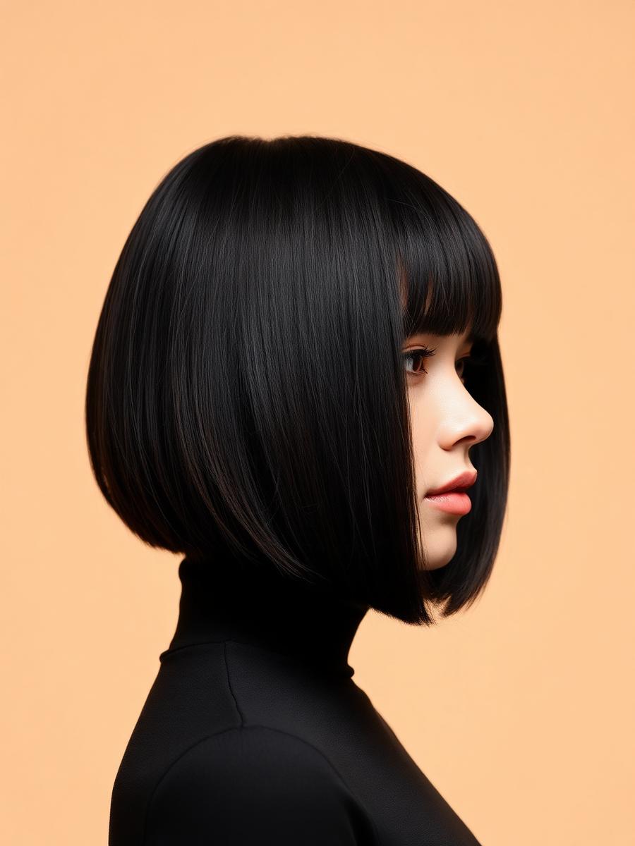 Corte bob recto con brillo natural